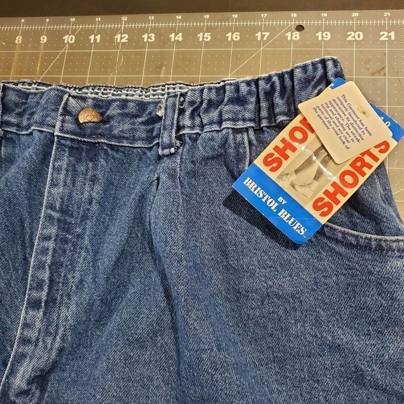 Bristol Blues Jean Shorts Mens Size 40 Vintage 90s Fold Over Cuffs Dad Denim - Picture 7 of 9